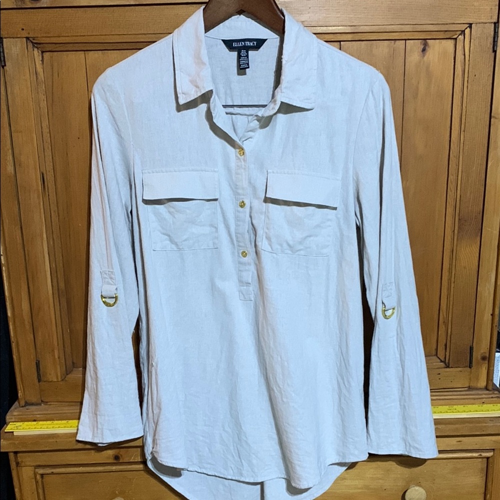 Ellen Tracy Women's Cream Linen Shirt